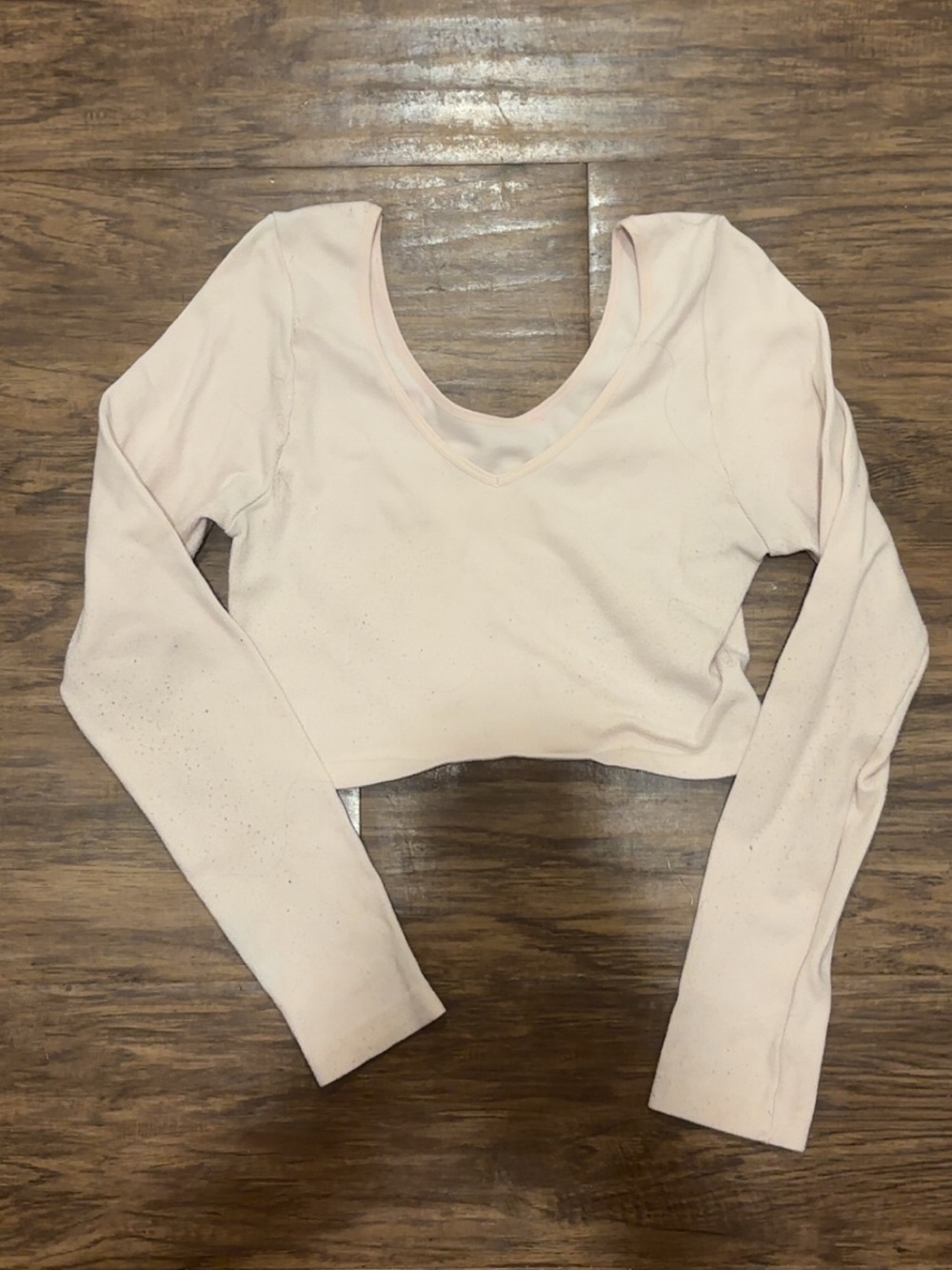 Aeropostale Light Blush Pink V-Neck Long Sleeve Crop Top